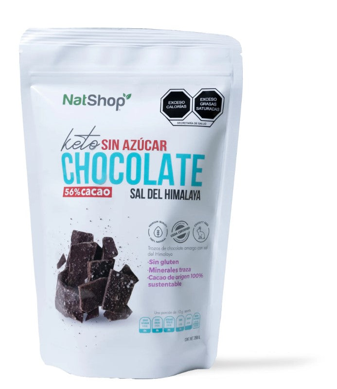 NATSHOP CHOCOLATE KETO SIN AZUCAR SAL DEL HIMALAYA 250 G