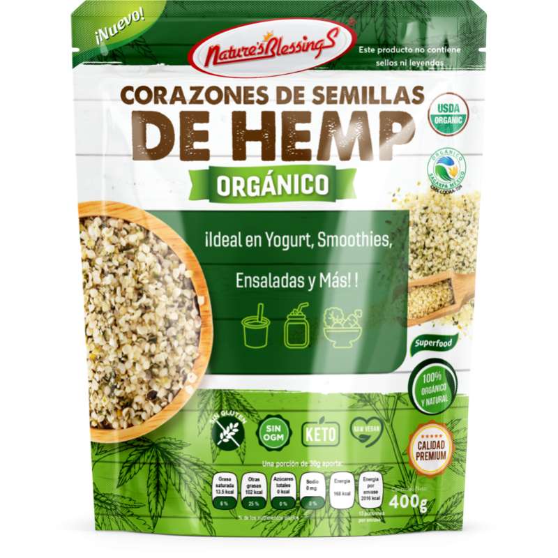 NB CORAZONES DE SEMILLAS DE HEMP ORGANICO 400 G