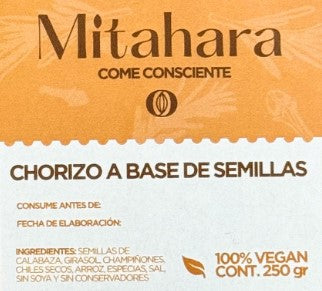 MITAHARA CHORIZO VEGANO DE SEMILLAS 250 GRAMOS